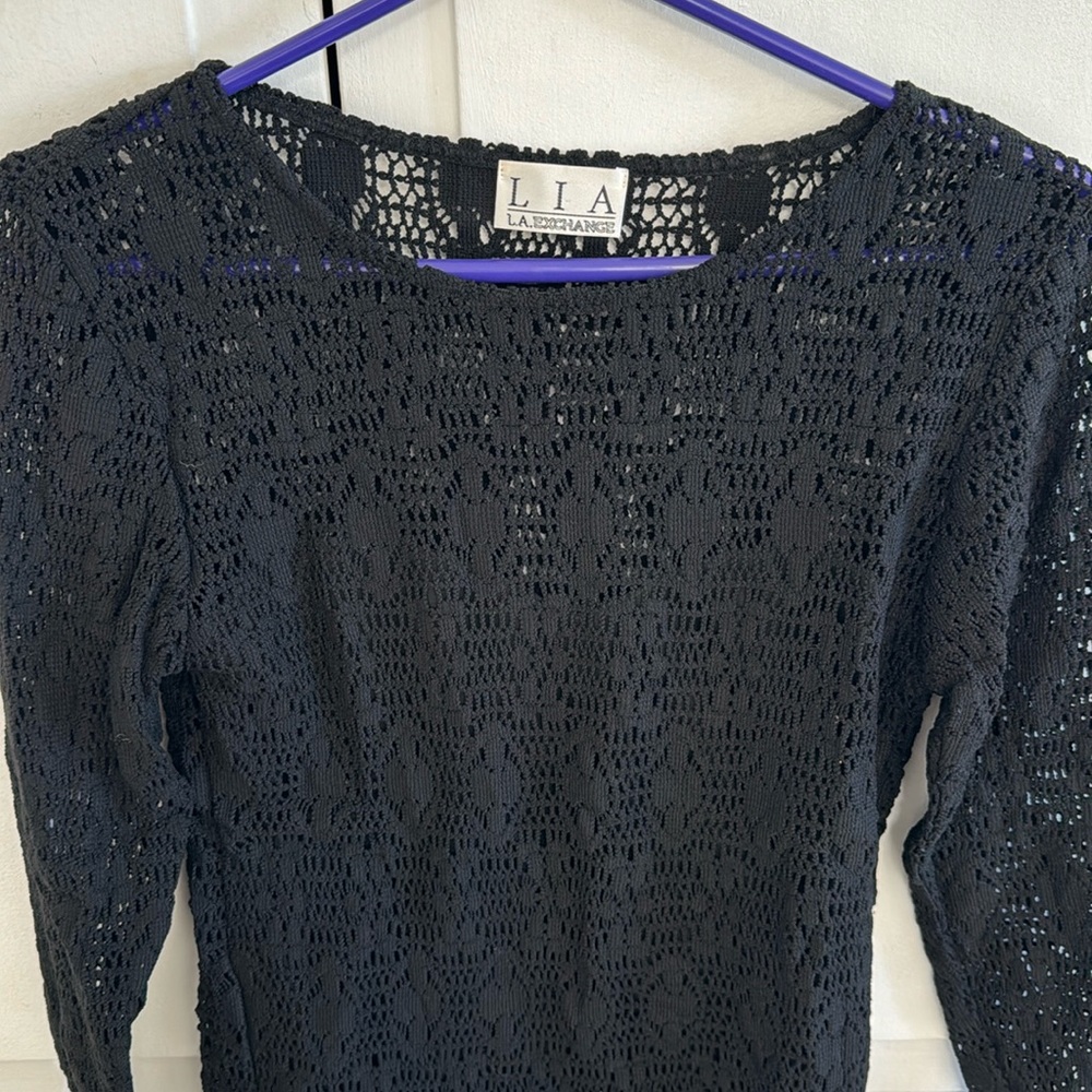 Black Stretch Crochet Top